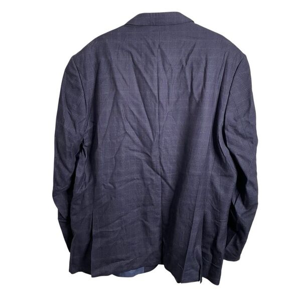 LRL Ralph Lauren Mens Sportcoat 54L Big Tall Blue Windowpane Plaid Wool Silk - Picture 2 of 10